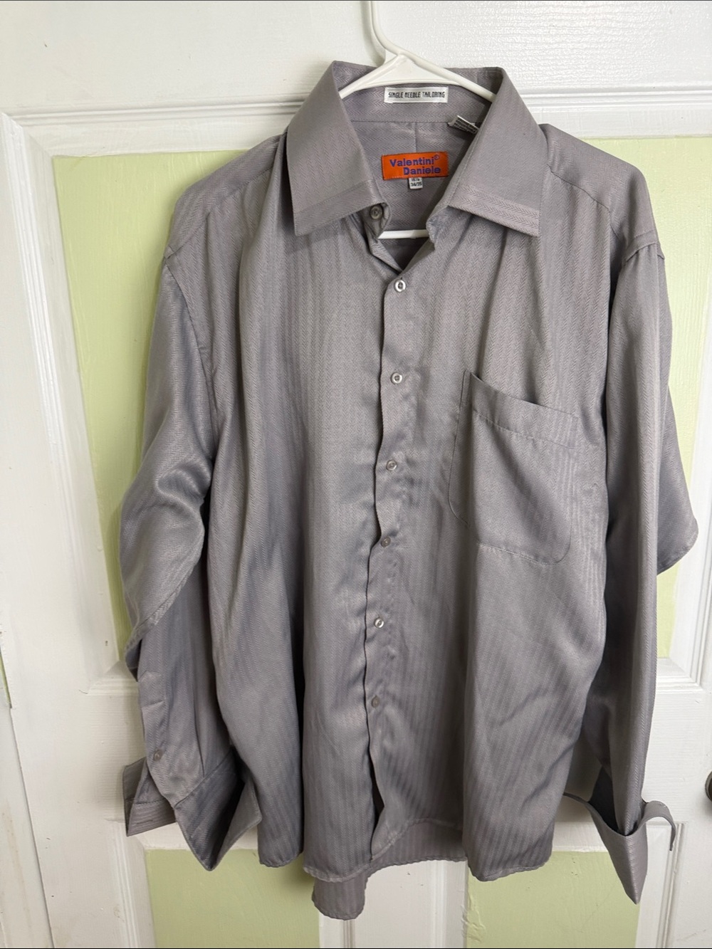 (2339) Valentini DanieleMen’s  Long-Sleeve Grey Dress Shirt, Size: 16.5